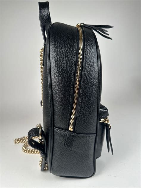 gucci calfskin backpack|GUCCI Pebbled Calfskin Soho Chain Backpack Black.